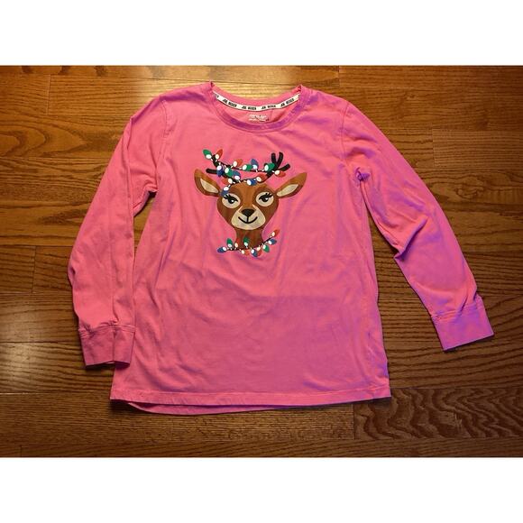 Joe Boxer Pink Reindeer Long Sleeve Tee Pajama Shirt XL - Picture 2 of 4